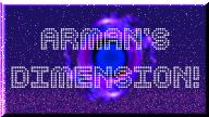 a button themed after the site, reads 'arman's dimension' over a purple portal
